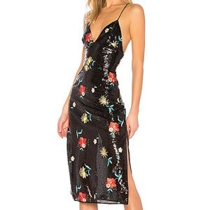 Lovers + Friends Melinda Black Sequin Floral Dress